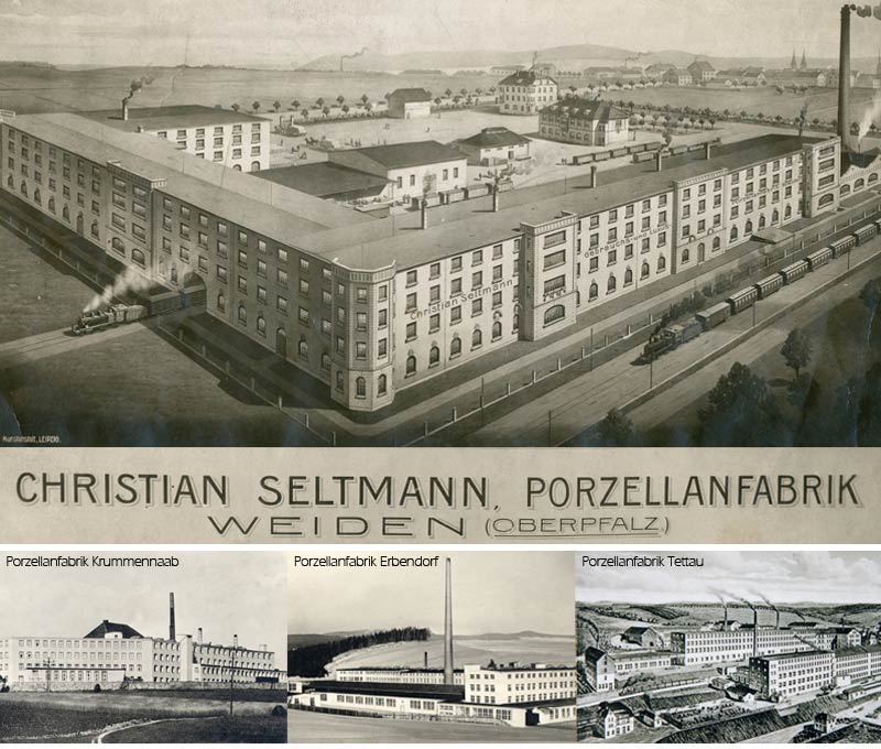 Alte Postkarten der damaligen Porzellanwerken Weiden, Krummennaab, Erbendorf und Tettau