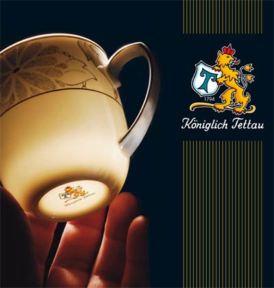 Königlich Tettau Logo mit Porzellanform Granat Daylight